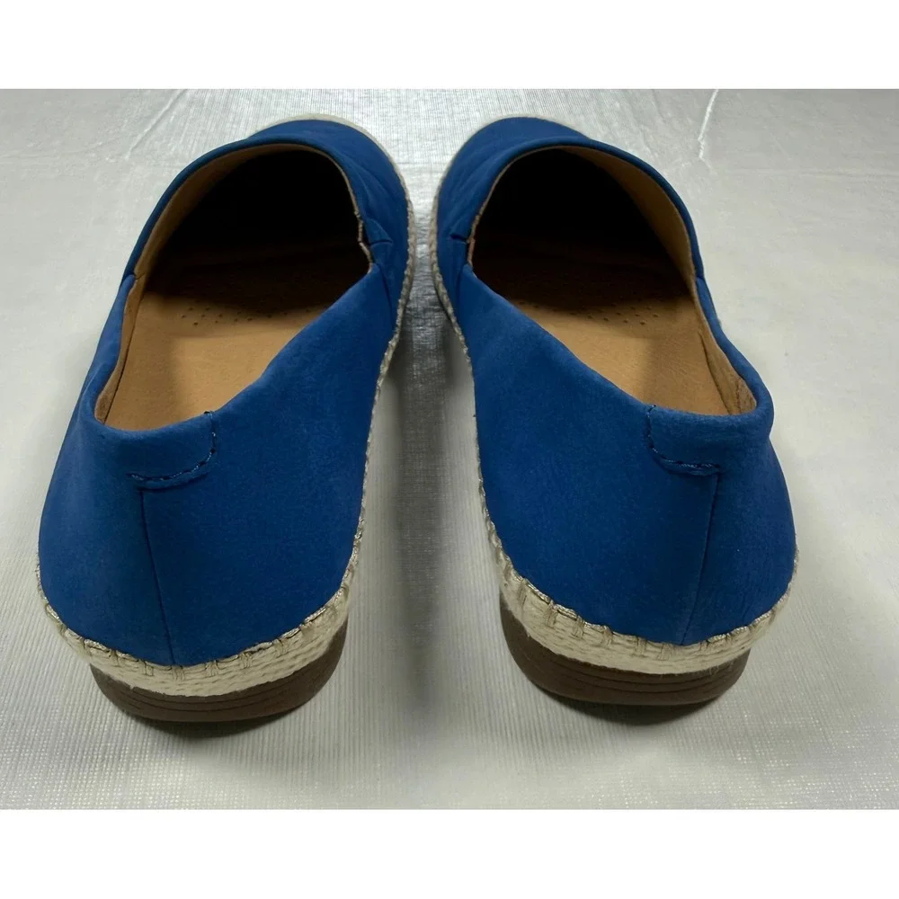 Dansko Espadrille Flats Size 38 Cobalt Blue Lesley Nubuck Slip On‎